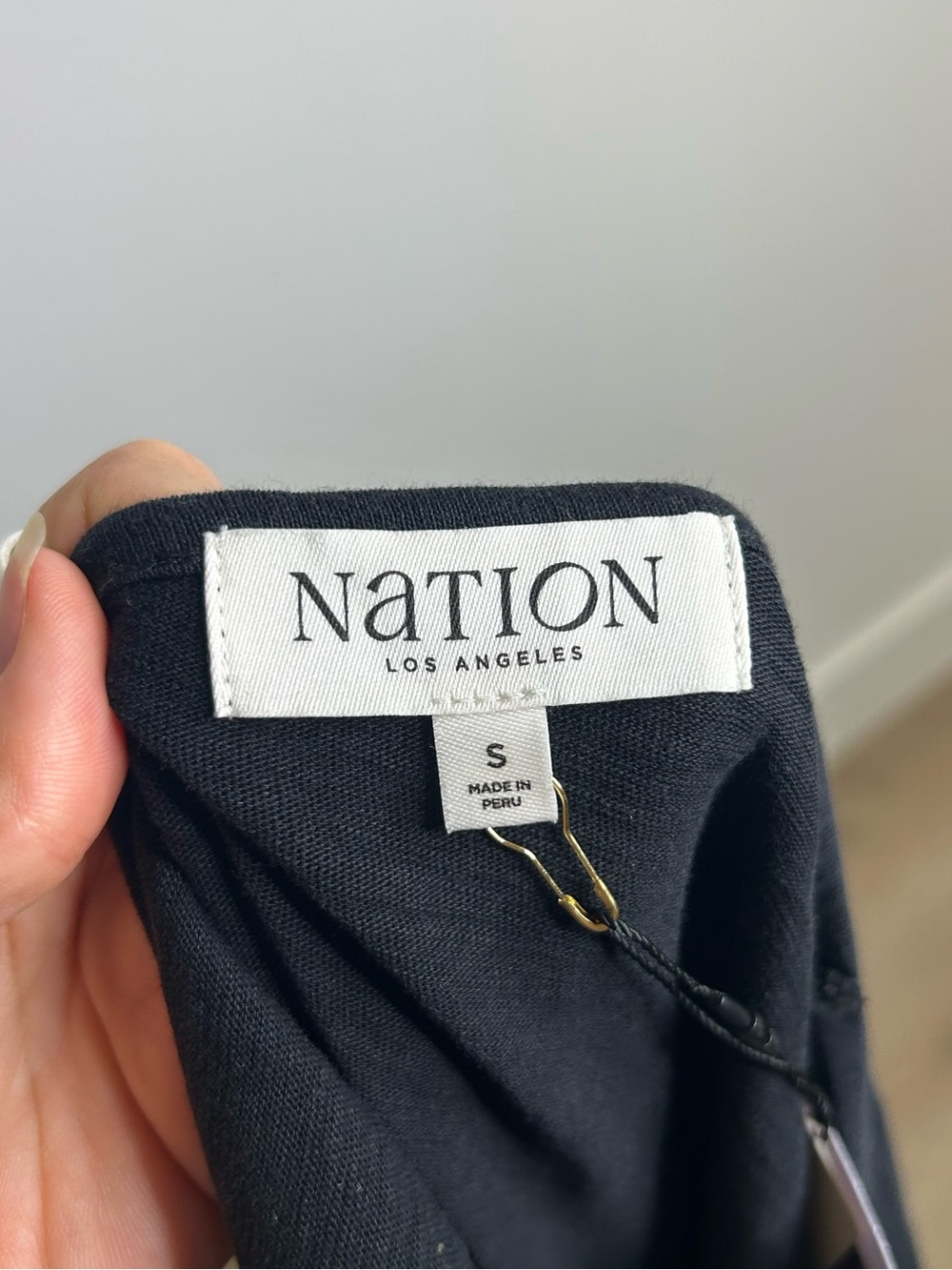 NWT Nation LA 100% Cotton Black Gold Button V - Neck Button Down Mini Dress - Picture 13 of 15